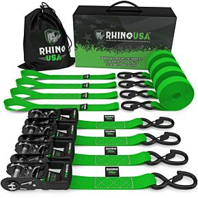 Rhino USA Rhino USA Heavy Duty Ratchet Tie-Down 4-Pack Green 1.6In X 15Ft - TD-GC1.6X15-GRN