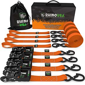 Rhino USA Rhino USA Heavy Duty Ratchet Tie-Down 4-Pack (Orange) 1.6In X 8Ft - HDKIT-4PK-ORG