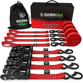 Rhino USA Rhino USA Heavy Duty Ratchet Tie-Down 4-Pack Red 1.6In X 15Ft - TD-GC1.6X15-RED