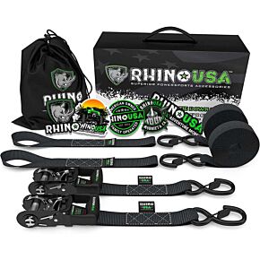 Rhino USA Rhino USA Heavy Duty Ratchet Tie-Downs 2-Pack (Black) 1.6In X 8Ft - GRLA-TDWN-SET