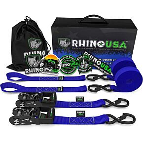 Rhino USA Rhino USA Heavy Duty Ratchet Tie-Downs 2-Pack (Blue) 1.6In X 8Ft - HDKIT-2PK-BLU