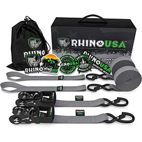 Rhino USA Rhino USA Heavy Duty Ratchet Tie-Downs 2-Pack (Gray) 1.6In X 8Ft - HDKIT-2PK-GRY