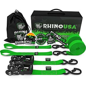 Rhino USA Rhino USA Heavy Duty Ratchet Tie-Downs 2-Pack (Green) 1.6In X 8Ft - HDKIT-2PK-GRN