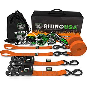 Rhino USA Rhino USA Heavy Duty Ratchet Tie-Downs 2-Pack (Orange) 1.6In X 8Ft - HDKIT-2PK-ORG