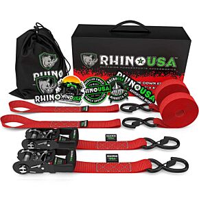 Rhino USA Rhino USA Heavy Duty Ratchet Tie-Downs 2-Pack (Red) 1.6In X 8Ft - HDKIT-2PK-RED