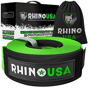 Rhino USA Rhino USA Recovery Tow Strap 4Inx30Ft (Green) - RG-TS4X30-GRN