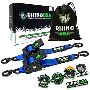 Rhino USA Rhino USA Retractable Ratchet Straps (2Pk 2Inx10Ft) Blue - TD-RSRE2X10-BLU