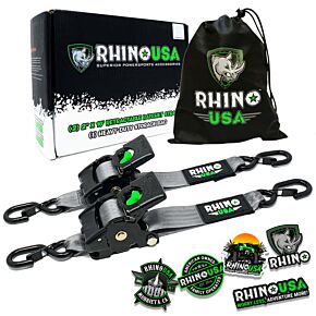 Rhino USA Rhino USA Retractable Ratchet Straps (2Pk 2Inx10Ft) Gray - TD-RSRE2X10-GRY