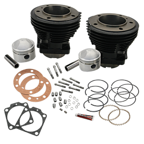 S&S Cycle S&S Cycle 66-84 3-7/16in x Up To 4-3/4in Stroke Cylinder Kit - Gloss Black - 91-9017