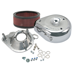 S&S Cycle S&S Cycle 95-16 BT w/ S&S Single Bore TB Teardrop Air Cleaner Kit Chrome Cover - 17-0498