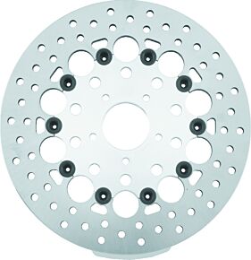 TwinPower TwinPower Twin Power 08-13 FLH FLT 08-16 FLHR 6-17 DYNA Front 11.8 Floating Rotor With Holes Silver - 666823