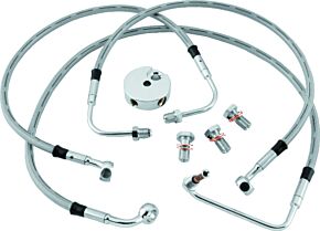 TwinPower TwinPower Twin Power 08-13 FLHR FLHT FLT Non ABS Models Stainless Steel Dot Brake Line Kit Front +6 In Length - 035903