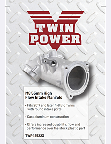 TwinPower TwinPower Twin Power 55mm Aluminum High Flow intake for 2017+ M-8 - 485223