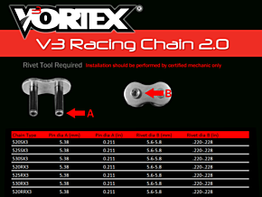 Vortex Racing Vortex Racing V3 2.0 Master Link Rivet 525SX3-RCL- Gold - G525SX3-RCL