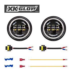 XKGLOW XKGLOW XK Glow Black 2pc. Motorcycle Driving Lights w/ Amber Halo - XK042007-B