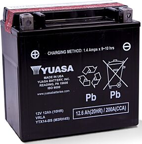 YUASA BATTERY Yuasa Battery Yuasa YTX14-BS Maintenance Free AGM 12-Volt Battery w/Bottle - YUAM3RH4S
